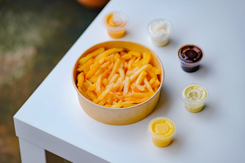 Seasoned fries side dish with dipping sauce